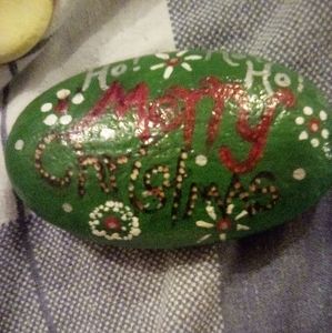 "Merry Christmas" Hand-Painted Rock by Angela -me
